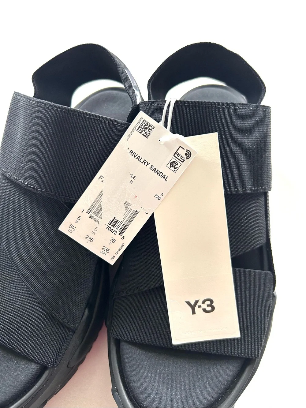 Adidas Y-3 Yamamoto Black Rivalry Chunky Platform Elastic Strap Athletic Sandals